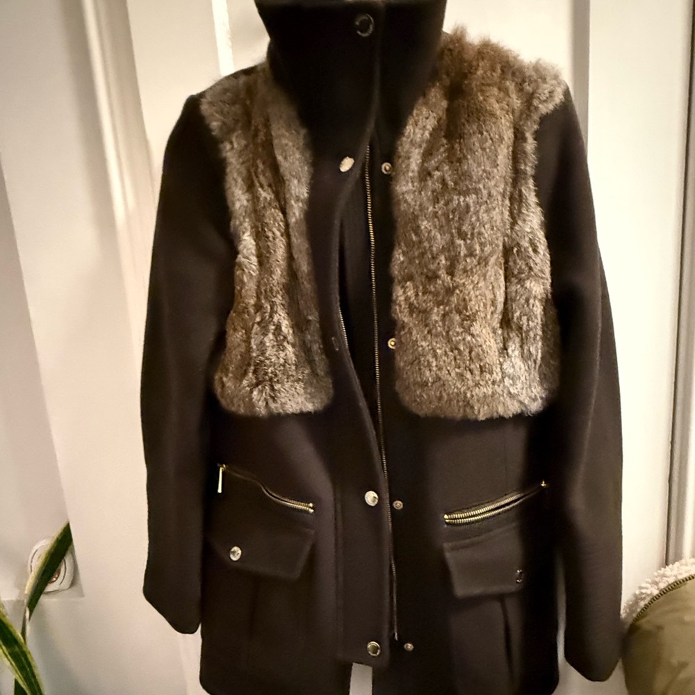 Michael Kors Wool & Rabbit Fur Coat